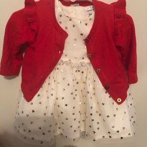 Dress with cardigan and shoes